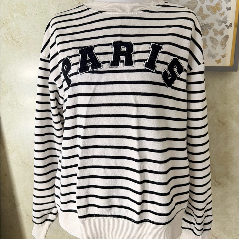 H&M Black and White Striped Top